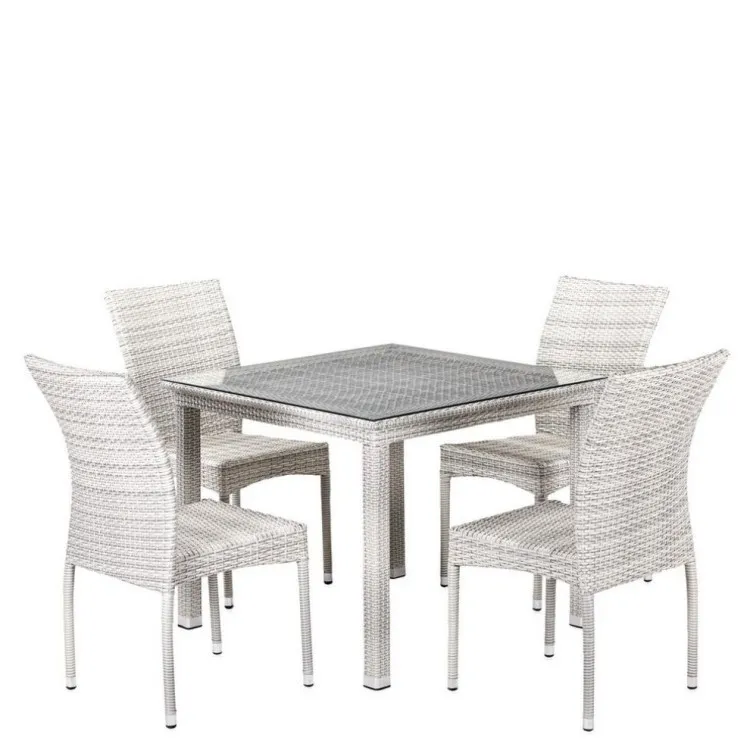Комплект плетеной мебели T257C/Y380-W85-90x90 4Pcs Latte