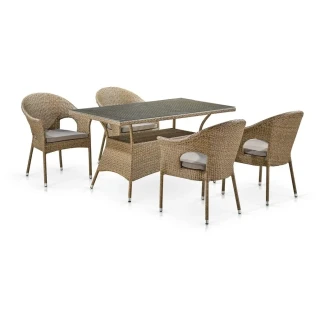 Обеденный комплект плетеной мебели T198B/Y79B-W56 Light Brown (4+1)