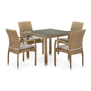 Комплект плетеной мебели T257B/Y379B-W65 Light Brown (4+1)