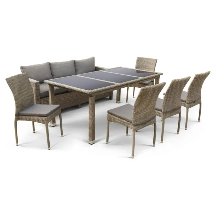 Комплект плетеной мебели T365/S65/Y380B-W65 Light Brown (8+1)