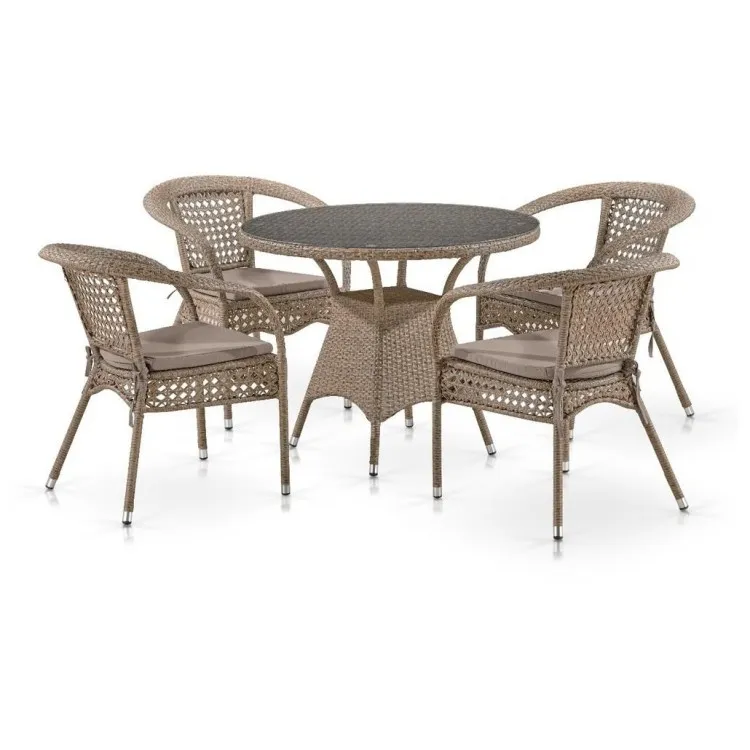 Комплект плетеной мебели Лион-1B T220CT/Y32-W56 Light brown (4+1)