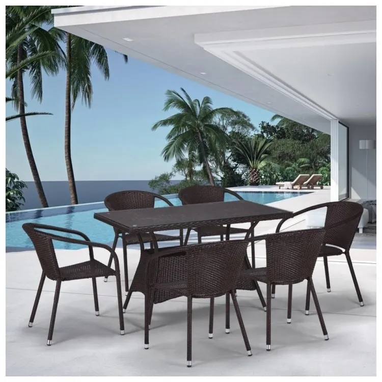 Комплект плетеной мебели T198D/Y137C-W53 Brown 6Pcs